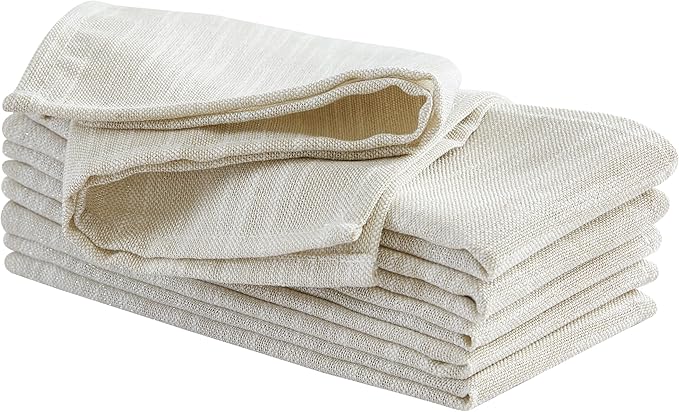 Laura Ashley Arabesque Luxurious Shimmery Fabric Tablecloth Napkins for Formal Dining, Holiday, Wedding or Party, Set of 6 Napkins, Silver