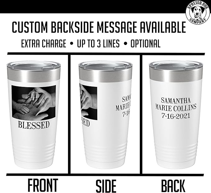 Personalized 20oz (17 Colors) Photo Picture Printed Insulated Stainless Steel Powder Coated Tumbler with Lid ??Customized Mother's Day Gift Gift for Him Men, Custom Coach Gifts Team Mom Dad (White)