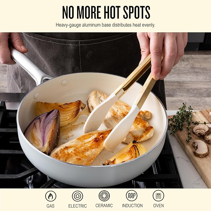 Alva Mobi 8?멠iece Ceramic Nonstick Cookware Set ??Made without PFAS/PFOA/PTFE, Induction & Oven Safe, Easy?멌lean Pots & Pans with Lids, Recycled Aluminum + Stainless Handles