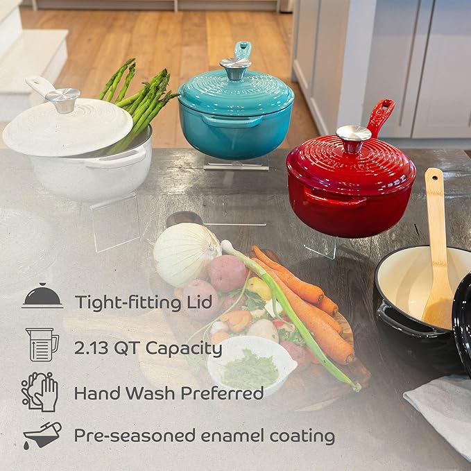 Small Sauce Pan with Lid, 2.13 QT Verde Chiaro (Light Green) Sauce Pot, Small Pot with Stay Cool Helper Handle and Tight-Fitting Lid-Segretto Cookware