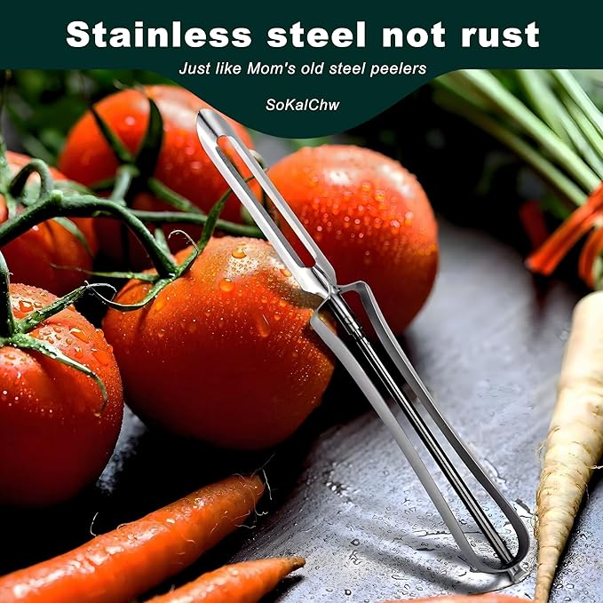 Sokalchw Best Vegetable Carrot Potato Peelers for Kitchen, 2 Pcs, Just Like Mom's old steel Fruits Peeler(52877)