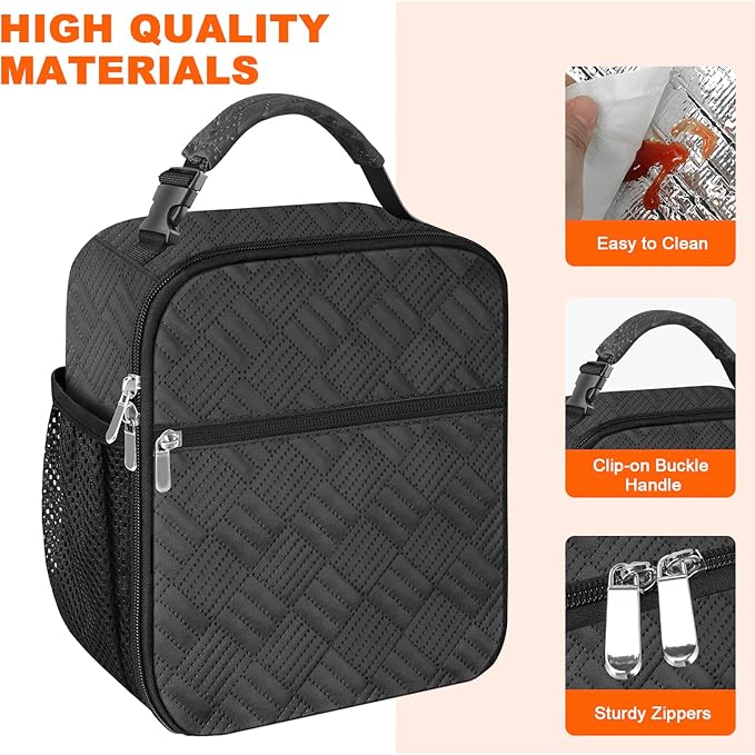 esouler Lunch Box for Men Women Adults Small Insulated lunch Tote Bag for Work Picnic Beach- Freezable Cooler Bag portable Lunch box (Gray)