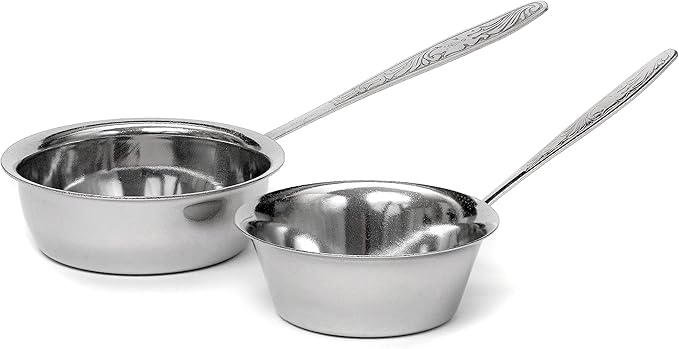 2 Pcs Cocotte 3.15 Inch and 2 Pcs Cocotte 3.54 Inch - Mini Cocotte with Handle - Ramekin for Baking Julienne, of Stainless Steel, Oven Safe, OFXDD