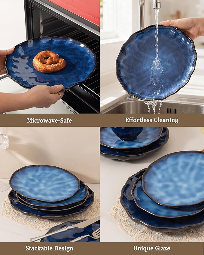 Dinnerware sets plates and bowls sets modern plates,Ceramic Dinnerware Sets,12 Pieces Porcelain Lightweight Plates,Scratch Resistant Dish Set (style - 4, 4 - Set (12pcs))