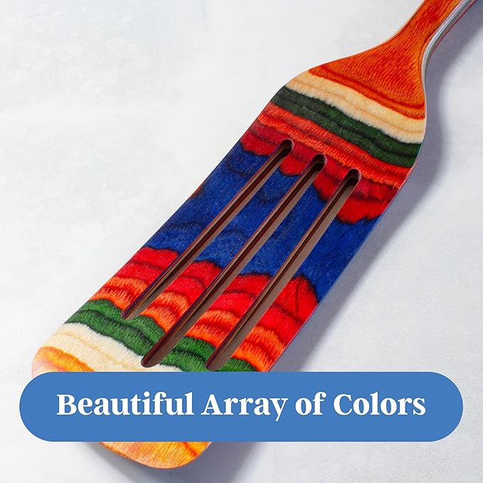 Baltique Marrakesh Collection 13" Wooden Spurtle Spatula ??Colorful Birch Wood Cooking Utensil, Nonstick Safe, Versatile Stirring & Serving Tool