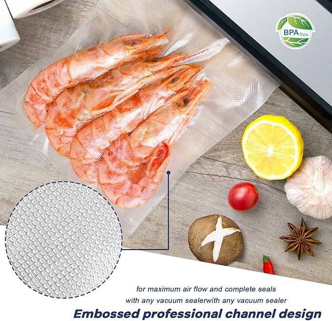 Vacuum Sealer Bags 2 Rolls 8"x50' Commercial Grade Food Saver Bags for Seal a Meal, BPA Free, Heavy Duty, Great for vac Storage, Meal Prep or Sous Vide