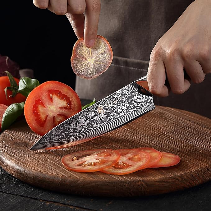 Wakoli Elite Cuisine Knife Block Set ??5-Piece Professional Damascus Kitchen Knife Set with Magnetic Block, G10 Handles & VG10 Core in Elegant Gift Box