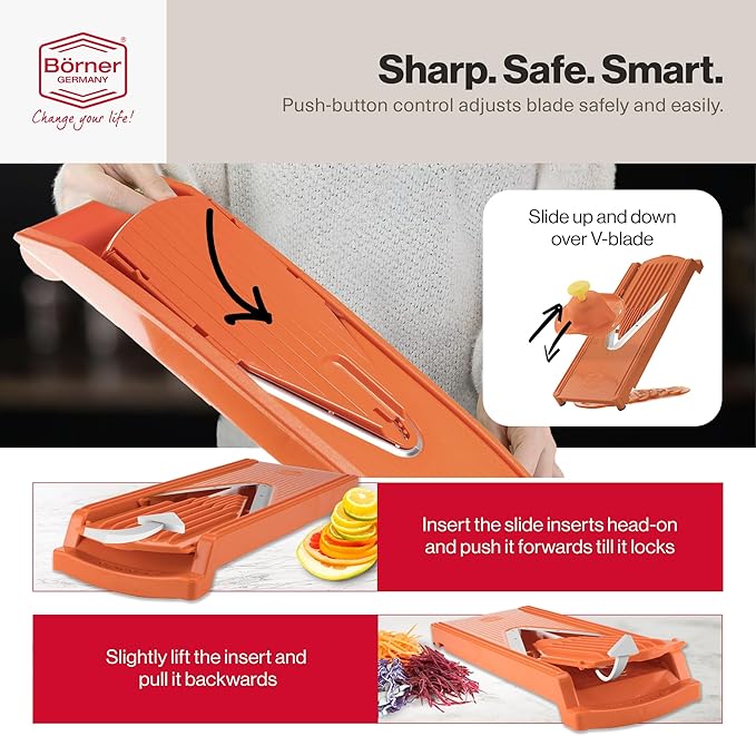 Swissmar Borner V-1001 V-Slicer Plus Mandoline 5 Piece Set (Orange)