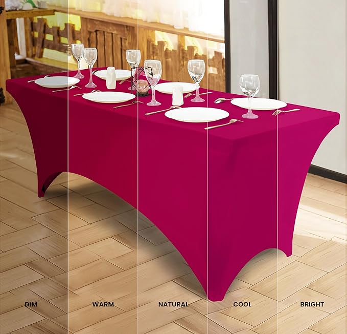 Utopia Kitchen Spandex Tablecloth 2 Pack [6FT, Fuchsia] Tight, Fitted, Washable and Wrinkle Resistant Stretch Table Cloth Rectangle Cover for Trade Show, Weddings & Parties [72Lx30Wx30H Inch]