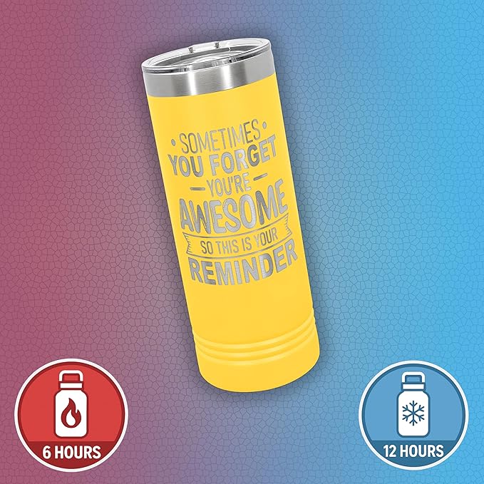 Spotted Dog Company Inspirational Tumbler, Inspirational Gifts for Men Dad Father Wife Sister Women, Birthday For Him Her, You?셱e Awesome Tumbler, Teacher Coworker Gifts 22oz Yellow