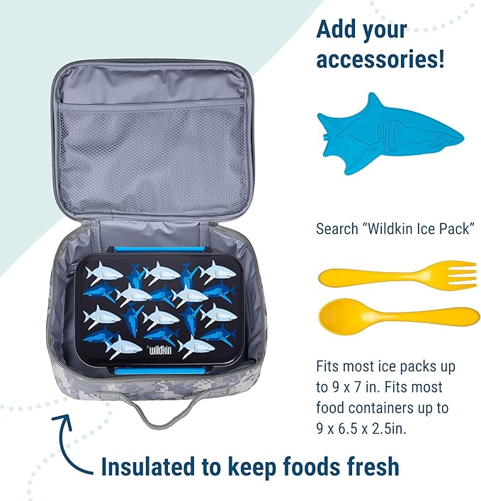Wildkin Kids Insulated Lunch Box ??Durable and Reusable for School & Travel - Digital Camo