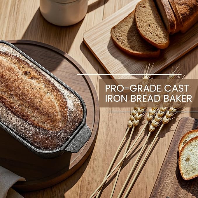 Cast Iron Bread Loaf Pan with Lid,Bread Baking Pan,Cast Iron Dutch Oven for Sourdough,10 x 5 Inch Pre-seasoned Even Heat Distribution Baking Pan for Homemade Bread