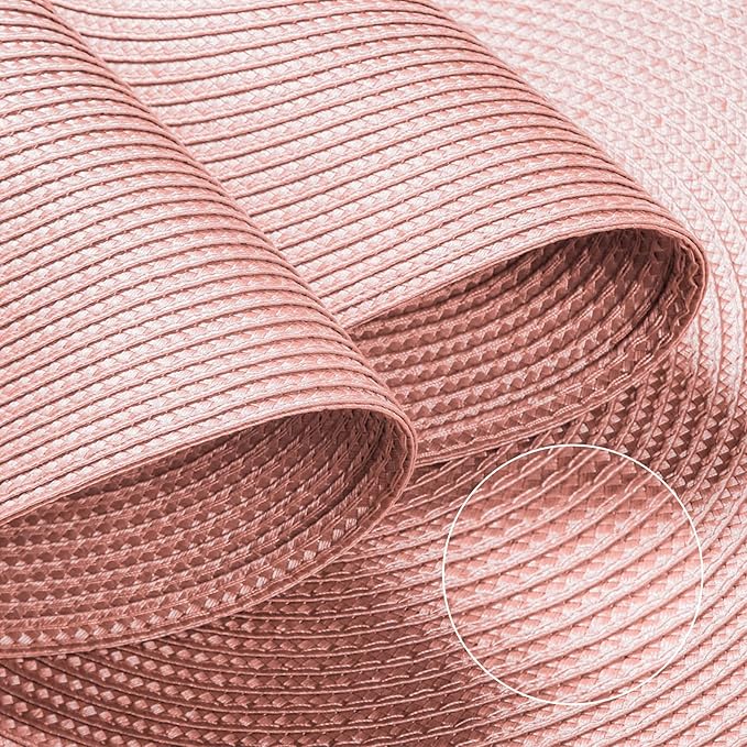 FunWheat Round Braided Placemats Set of 8 Place Mats for Dining Table Woven Washable Non-Slip Table Mats 15 Inch(Pink,8pcs)