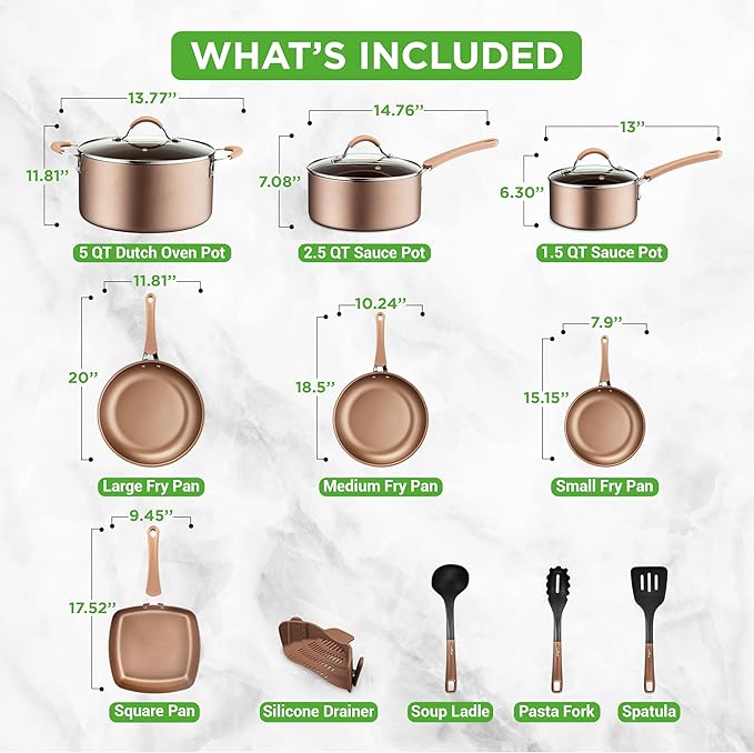 NutriChef 14-Piece Pots and Pans Set Non Stick ??Induction Cookware Set, PFAS-Free Nonstick Cookware for All Cooktops, Includes Kitchen Utensils