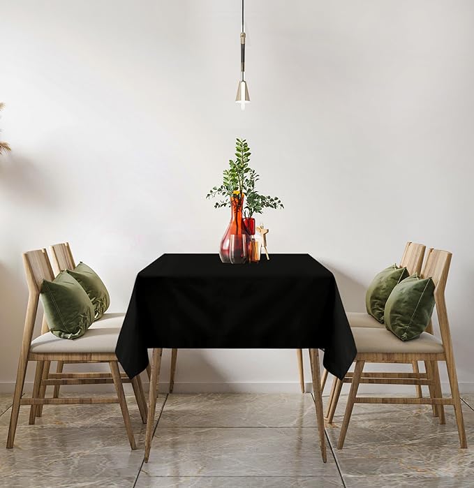 Utopia Kitchen Rectangle Table Cloth 1 Pack(90x132 Inches, Black), Tablecloth Machine Washable, Polyester Table Cover for Dining, Buffet Parties, Picnics, Events, Weddings and Restaurants