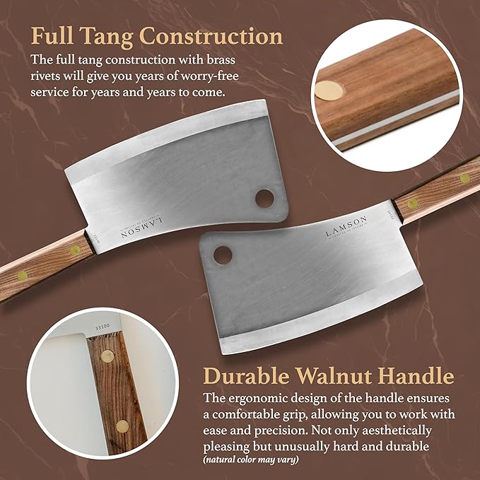 Lamson 7.25" Heavy Duty Meat Cleaver with Walnut Handle