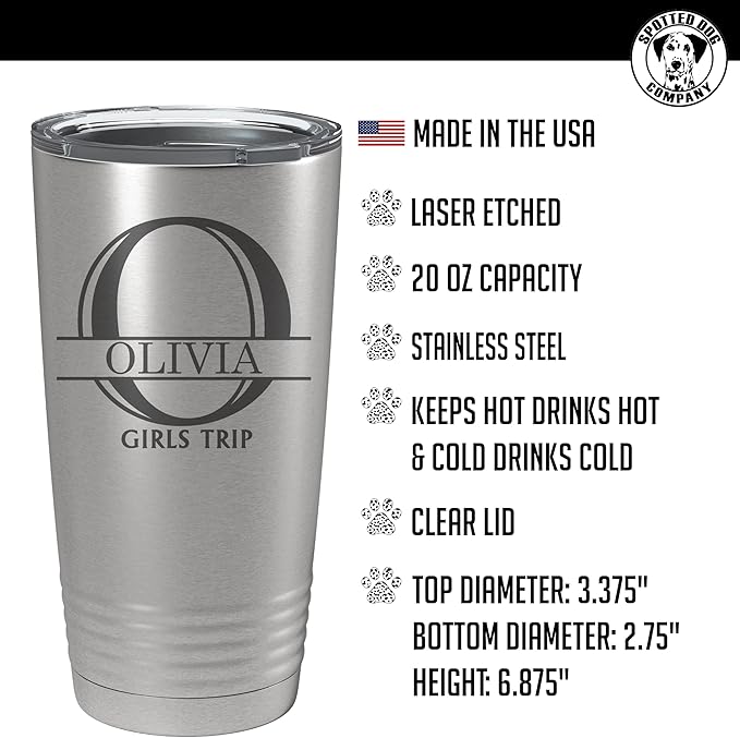 Personalized 20oz (17 Colors) Insulated Stainless Steel Tumbler Cup with Lid, Custom Etched, Customized Engraved Father?셲 Day Gift Idea for Women Men Her Him, Halpert Monogram Initial Name (Stainless)