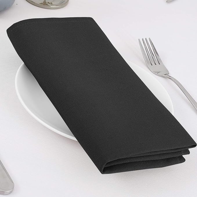 H.VERSAILTEX Cloth Napkins Set of 12 (18" X 18") Linen Textured Dinner Napkins Waterproof Extra Soft Thick Durable Reusable Napkins with Hemmed Edges for Dinners, Weddings and Everyday Use, Black