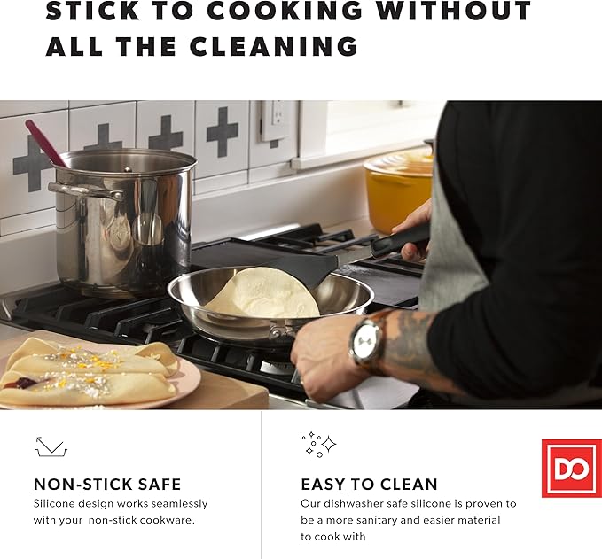 DI ORO Spatulas for Kitchen Use - Forever Warranty - 600째F Heat-Resistant Silicone - Turner Spatula Set for Cooking - BPA Free Wide Pancake Spatulas - Egg Flippers for Nonstick Cookware Safe (3pc)