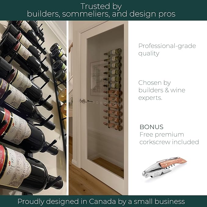 Y-Furniture The Rack Co. Wall Series - Wall Mounted Wine Rack, Wine Storage (Satin Black Finish) (Steel, 12 Bottles)