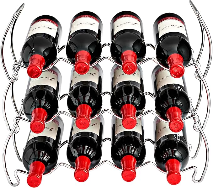 Sorbus 6-Tier Stackable Wine Rack - Classic Style Wine Racks for Bottles - Perfect for Bar, Wine Cellar, Basement, Cabinet, Pantry, etc - Hold 24 Bottles, Metal (Silver)