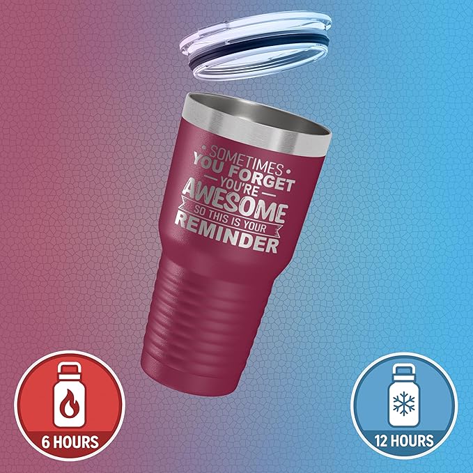 Spotted Dog Company Inspirational Tumbler, Inspirational Gifts for Men Dad Father Wife Sister Women, Birthday For Him Her, You?셱e Awesome Tumbler, Teacher Coworker Gifts 30oz Maroon