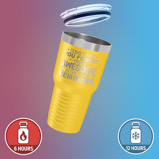 Spotted Dog Company Inspirational Tumbler, Inspirational Gifts for Men Dad Father Wife Sister Women, Birthday For Him Her, You?셱e Awesome Tumbler, Teacher Coworker Gifts 30oz Yellow