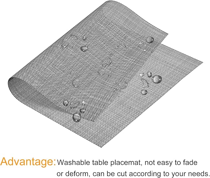 uxcell Place Mats, 450x300mm Table Mats Set of 2 PVC Washable Woven Placemat Gray