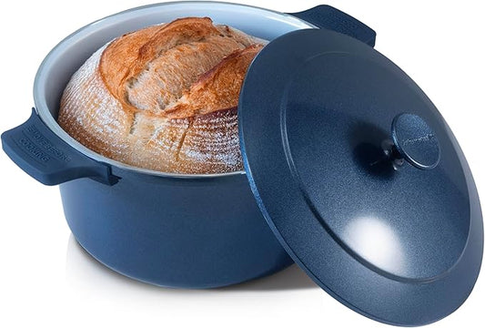 Gotham Steel 5 Qt Lightweight Dutch Oven Pot with Lid & Holders, Ceramic Non Toxic, Oven Safe & Even Heat Retaining Dutch Oven for Bread Baking Sourdough, Soup, Casserole, 70% Lighter than Cast Iron