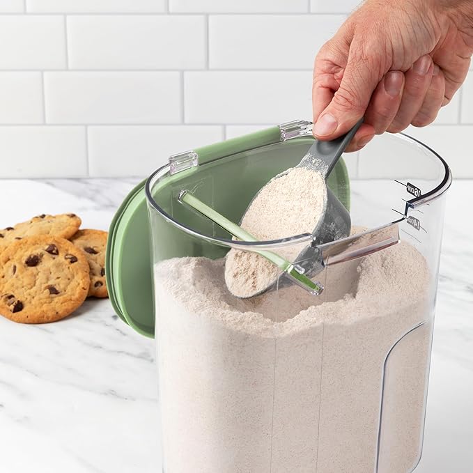 ProKeeper+ Airtight Food Storage Container Set ??Clear Plastic Flour and Sugar Canister Set with Magnetic Accessories for Kitchen Organization (Pistachio, 9-Piece)
