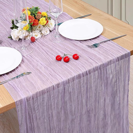 1 Pack Cheesecloth Table Runner 10Ft Christmas Gauze Boho Table Runners for Wedding Decor Bridal Shower Decorations Baby Shower Party(35" x 120")