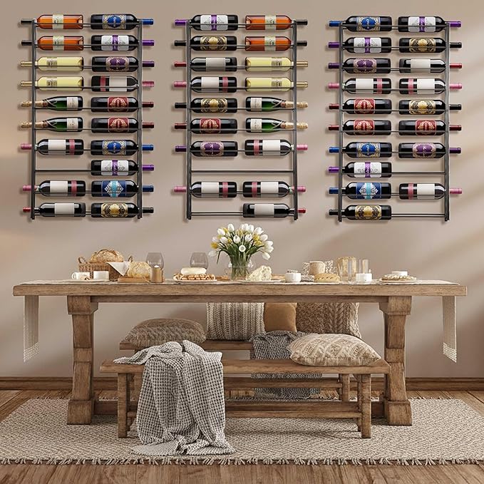 Wine Rack Wall Mounted: 20 Bottles Display Hanging - Large Capacity Wine Storage for Wine Lovers, Bar Operators as Wine Cellar/Bar/Restaurant/Hotel Lobby Display