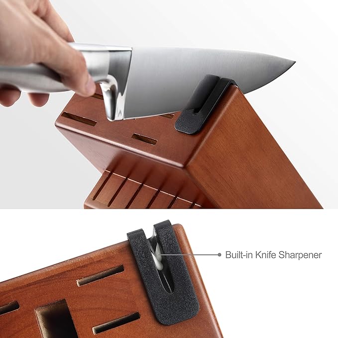 McCook짰 Knife Sets, German Stainless Steel Kitchen Knife Block Sets with Built-in Sharpener