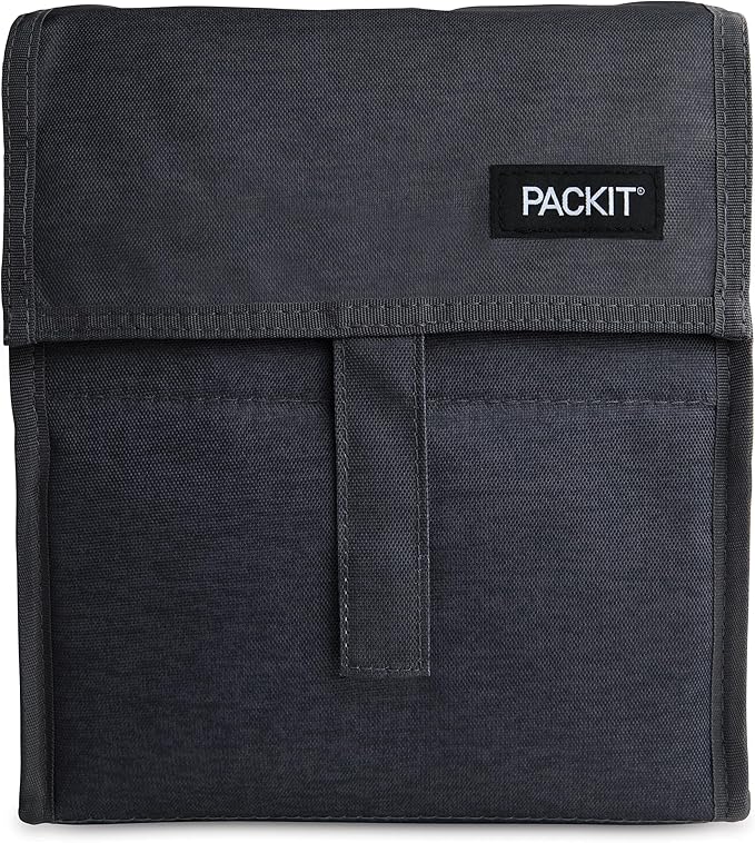 PackIt짰 Freezable Lunch Bag, City Charcoal, Built with ECOFREEZE짰 Technology, Foldable, Reusable, Zip and Velcro Closure with Buckle Handle, Designed for Work Lunches and Fresh Lunch On the Go
