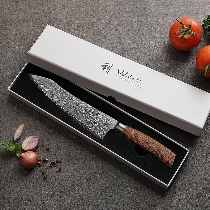 Wakoli EDIB Pro Premium Kiritsuke Chef's Knife ??Japanese-Style Kitchen Knife | 8-Inch Blade Made of 67-Layer Genuine Damascus Steel with Pakkawood Handle | Sharp, Durable, Professional Cooking Tool