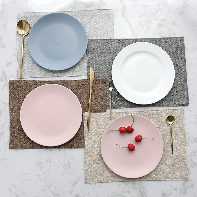 Home Brilliant Cloth Placemats Set of 8 Heat Resistant Washable Plate Mats Placemats for Parties Buffet Dinner Coasters Party Dinner Decor, 13 x 19 inches, Light Grey