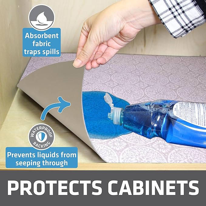 Drymate Premium XL Under Sink Mat, Waterproof Cabinet Protection Mats for Kitchen & Bathroom, Absorbent Shelf Liners, Slip-Resistant, Non-Adhesive, Machine Washable (USA Made)(24?쓝59??(Tan)