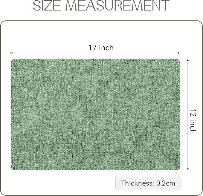 Romanstile Vinyl Placemats Set of 4-12 X 17 Inch - Heat Resistant Place Mats 100% Waterproof Oilproof Wipeable Reversible Faux Leather Table Mats for Kitchen, Dining, Party, Outdoor, Dark Green