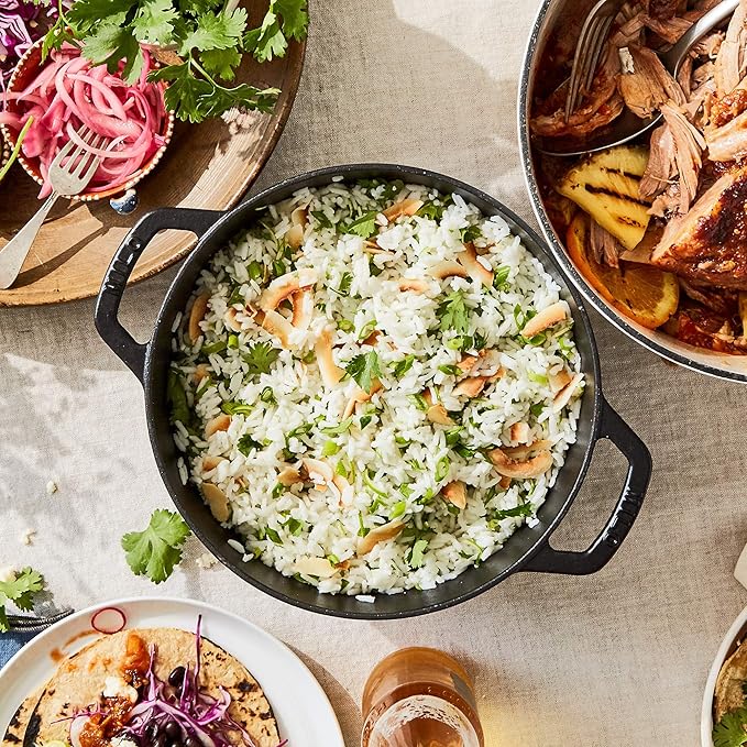 Milo by Kana 3.5-quart Enameled Cast Iron Dutch Oven with Lid | Premium Casserole Cooking Pot | Enamel Coating Inside and Out | Oven Safe and Dishwasher Friendly (Black with Gold Knob)