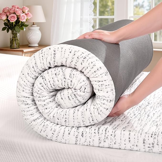 SyMax Full Mattress Topper, Gel Infused Memory Foam Mattress Topper, 3 Inch Bed Topper with Cover, Soft Cooling and Pressure Relieving, CertiPUR-US Certified, Full