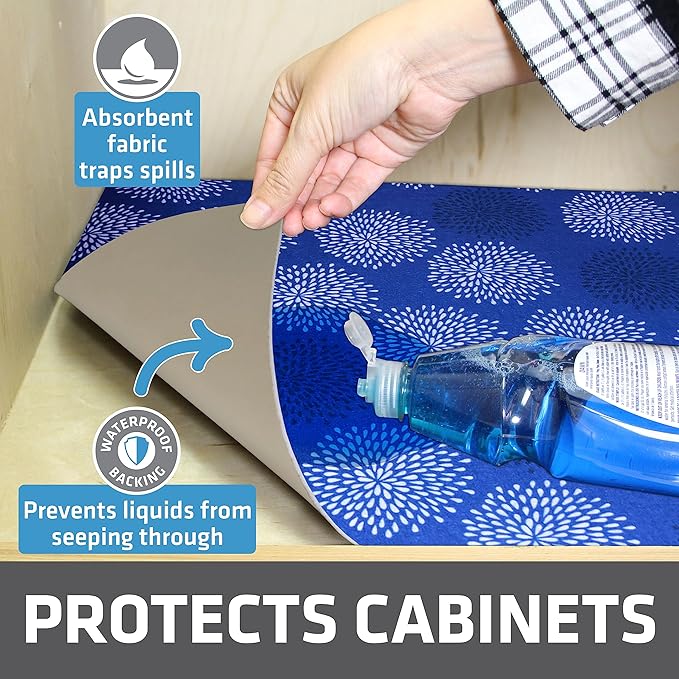Drymate Premium XL Under Sink Mat, Waterproof Cabinet Protection Mats for Kitchen & Bathroom, Absorbent Shelf Liners, Slip-Resistant, Non-Adhesive, Machine Washable (USA Made)(24?쓝59??(GoodBlue)