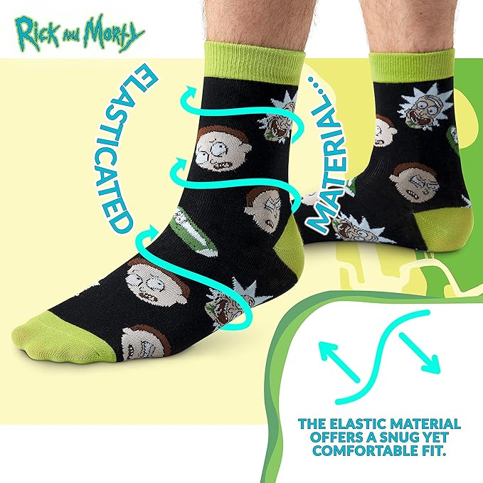 RICK AND MORTY Mug & Socks Gift Set for Men & Teens, Ceramic Tea Coffee Cup & Casual Trainer Crew Socks US Size 7-11, Gifts for Him