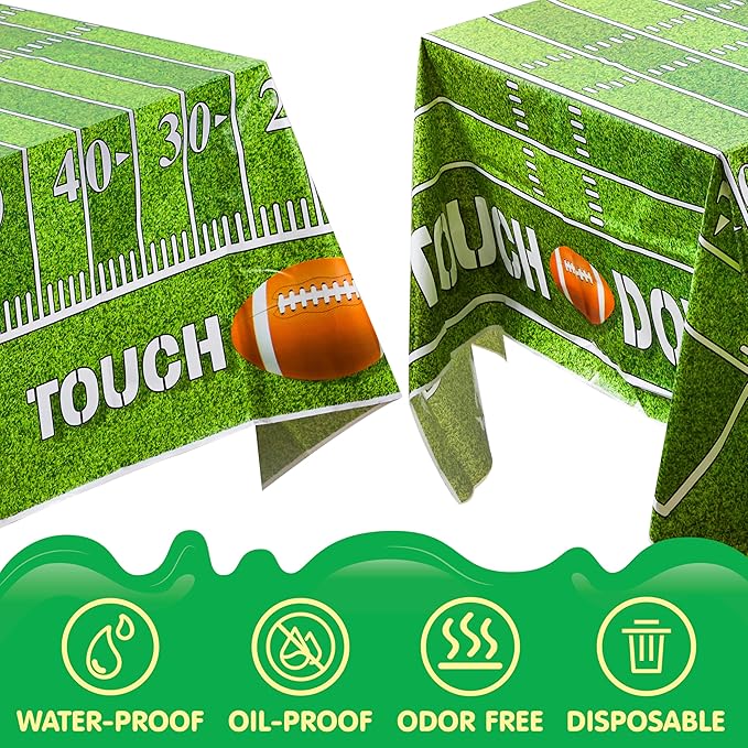 JOYIN 2 PCS Football Table Cover (54??72") for Football Party Touchdown Tablecloth, Game Day Table Covers, Tailgate Table Cover Plastic Party Supplies