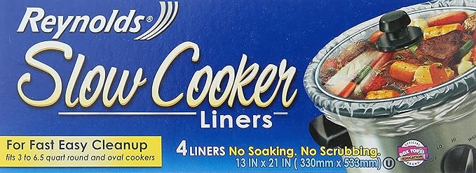 Reynolds Kitchens Slow Cooker Liners, Regular (Fits 3-8 Quarts), 4 Count (Pack of 2)