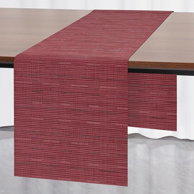 Myir JUN Table Runner, Vinyl Table Runner Indoor 55 Inch Long Arbitrarily Cropped Runner for Table Heatproof for Home Party (Red, 15 x 55 inch)