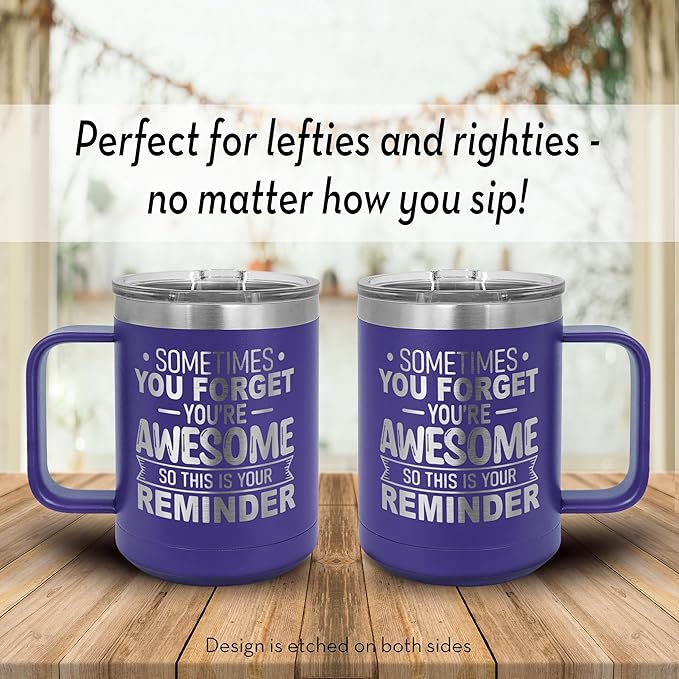 Spotted Dog Company Inspirational Travel Coffee Mug, Inspirational Gifts for Men Dad Father Wife Sister Women, Birthday For Him Her, You?셱e Awesome Tumbler, Teacher Coworker Gifts 15oz Purple