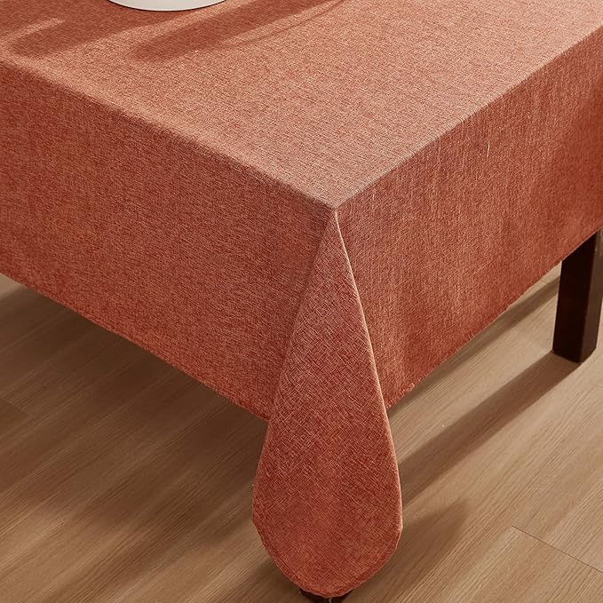 Laura Ashley Harper Luxuriously Smooth Fabric Tablecloth for Formal or Casual Dining, Holiday, Banquet, Wedding or Party, 60" x 120", Spice