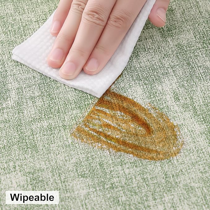homing Round Faux Leather Placemat and Coaster 6 Packs, Washable Heat Resistant Dining Place Mats, Wipeable Double-Sided Table Mats for Indoor and Outdoor, Diameter 13 and 3.93 inch, Light Green