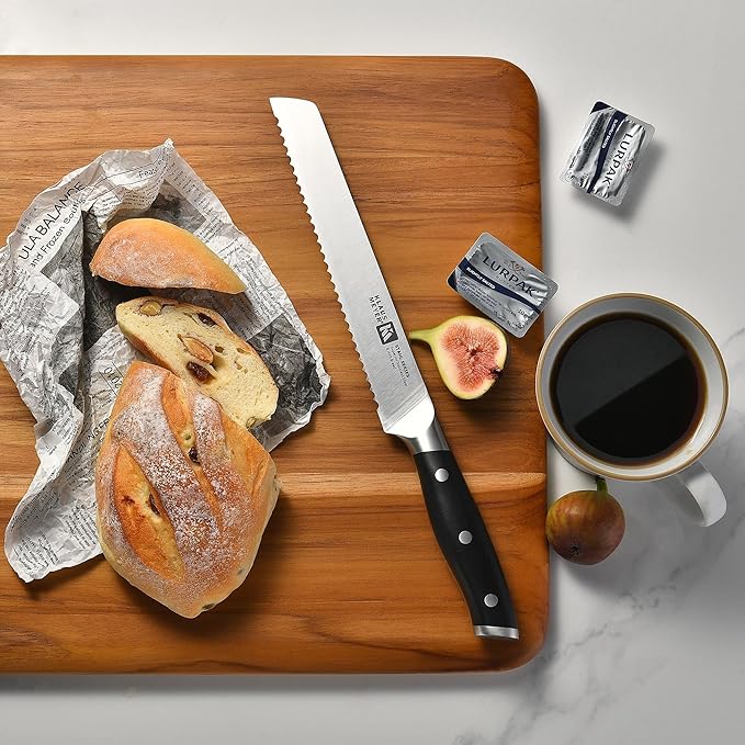 Klaus Meyer Stahl High Carbon Exclusive German Steel 8 inch Bread Knife (Black)