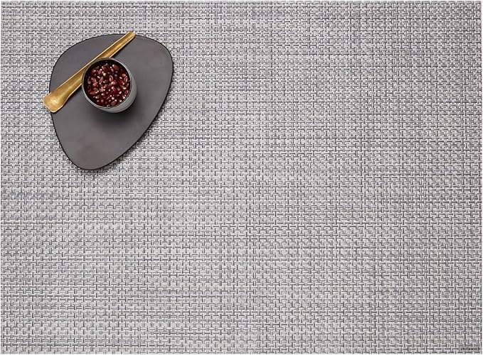 Chilewich Basketweave Placemats in Shadow - Set of 4 - Easy Care Woven Tabletop Textiles - Indoor/Outdoor - 19" x 14" Rectangle